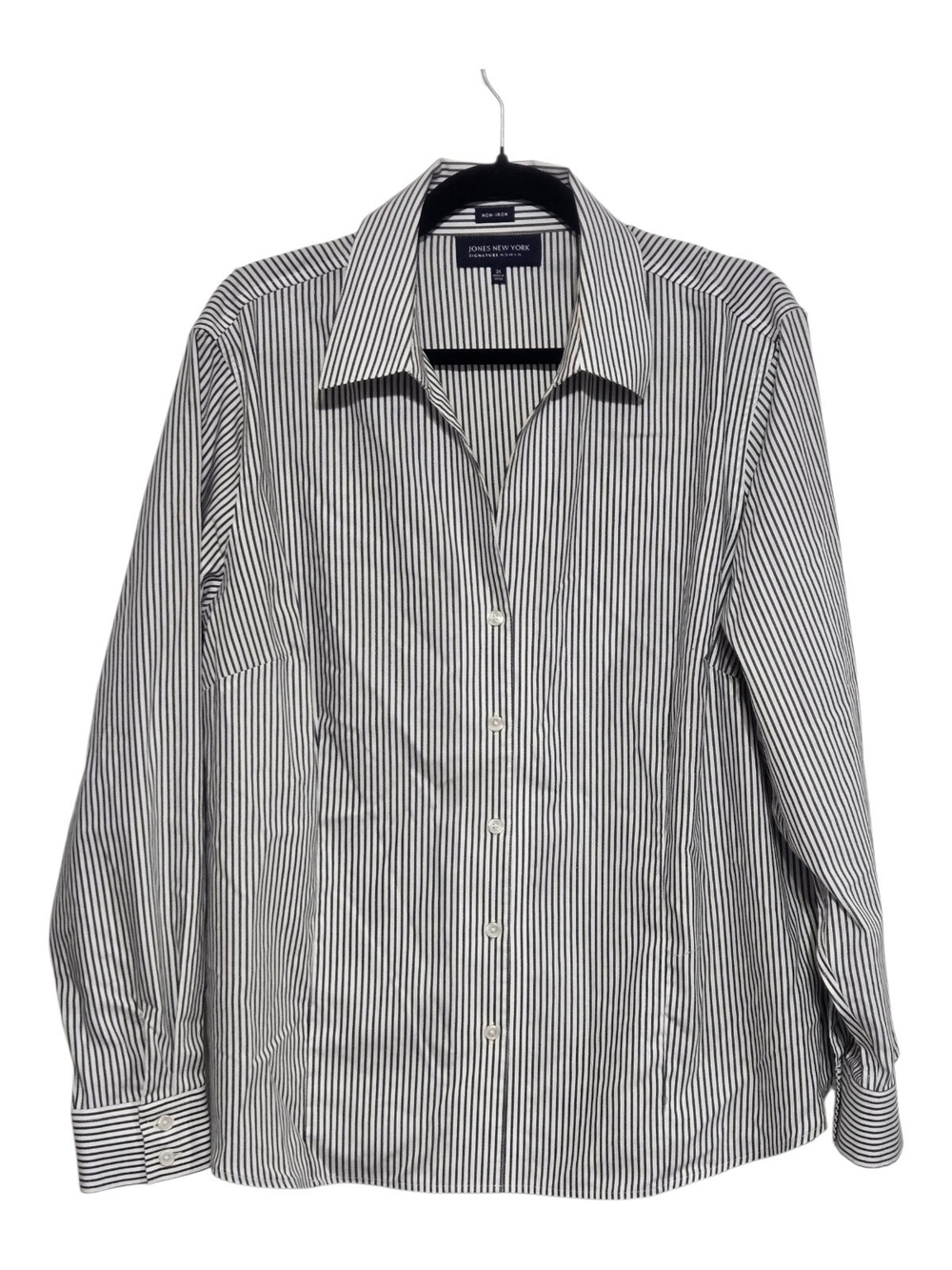 Jones New York Black & White Pinstripe Dress Shirt